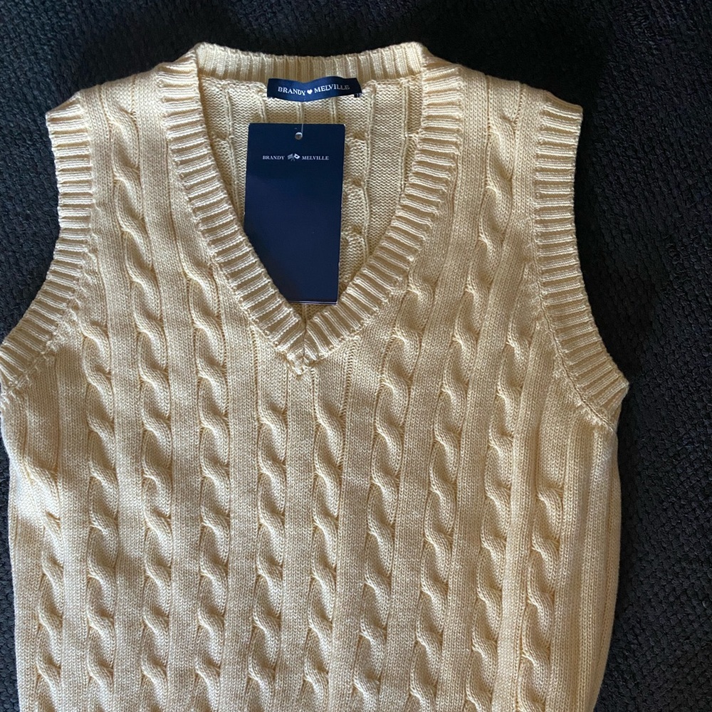 Brandy Melville soft yellow sweater vest.
